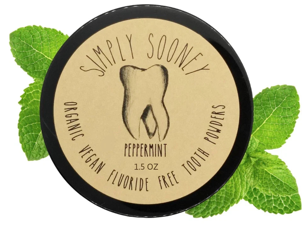 1.5oz PEPPERMINT Vegan Organic Fluoride Free Remineralizing Tooth Powder