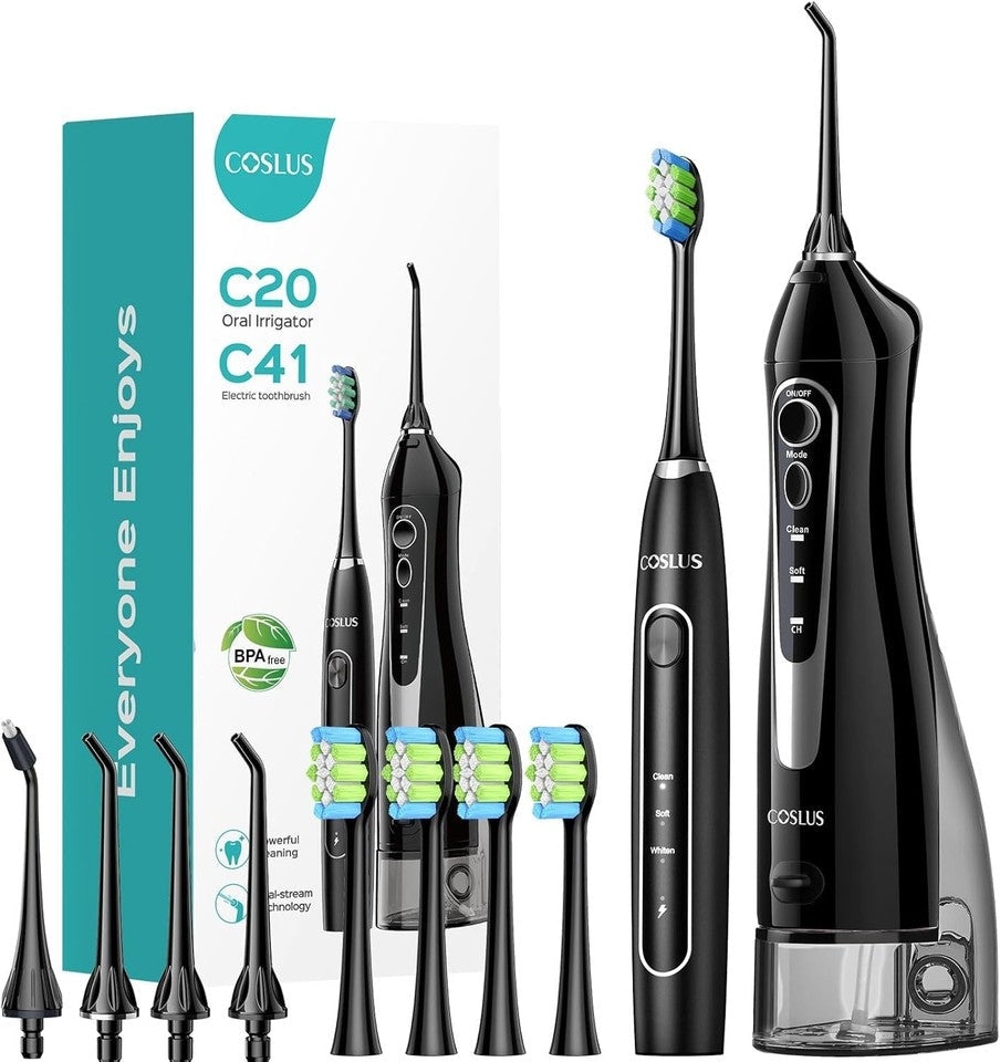 2-in-1 Electric Toothbrush & Water Flosser Combo - Ideal for Family Travel Care
