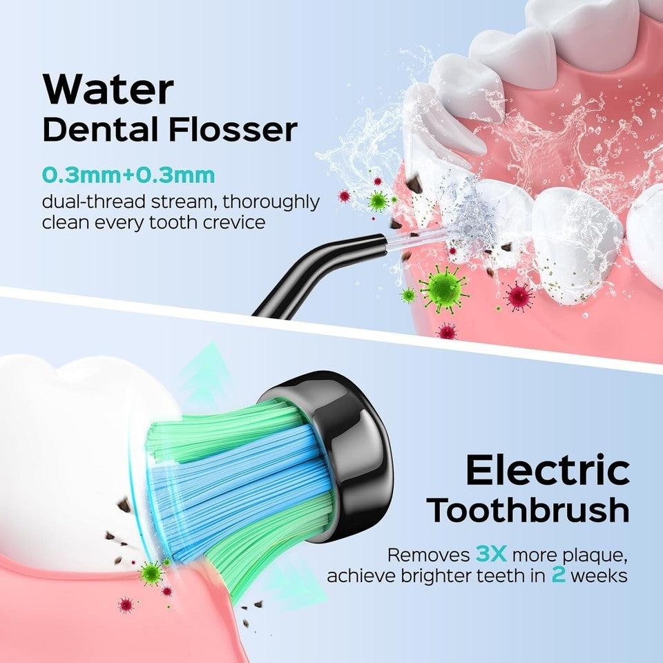 2-in-1 Electric Toothbrush & Water Flosser Combo - Ideal for Family Travel Care